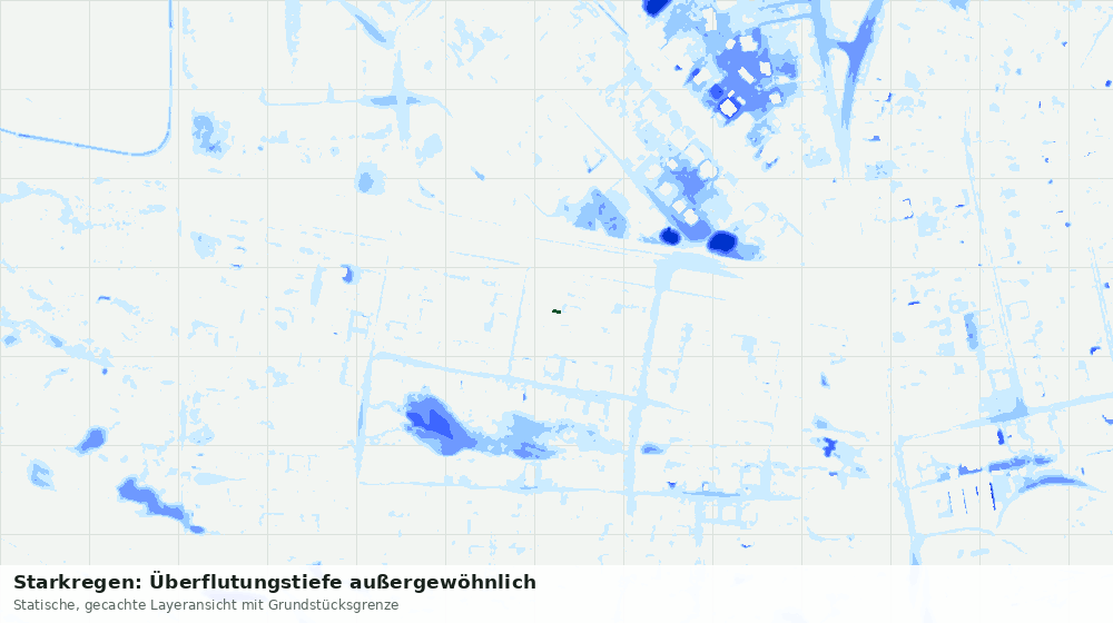 Statische Kartenansicht: Starkregen: Überflutungstiefe außergewöhnlich