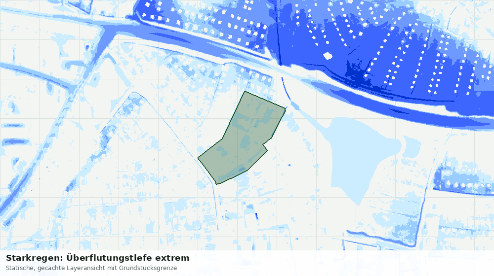 Statische Kartenansicht: Starkregen: Überflutungstiefe extrem