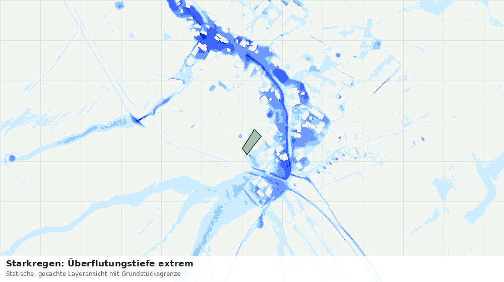 Statische Kartenansicht: Starkregen: Überflutungstiefe extrem