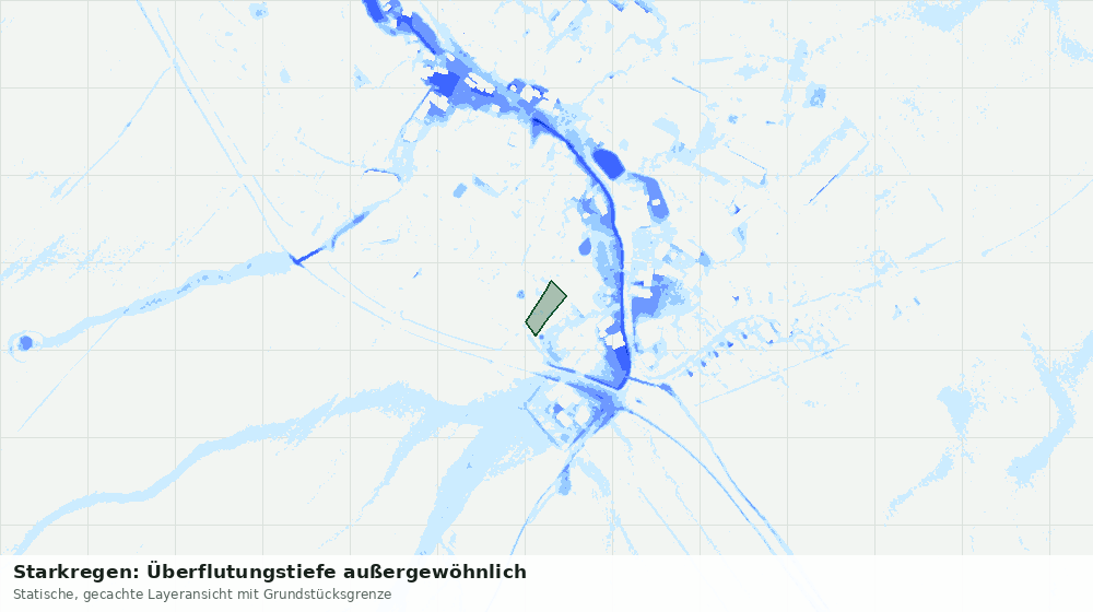 Statische Kartenansicht: Starkregen: Überflutungstiefe außergewöhnlich