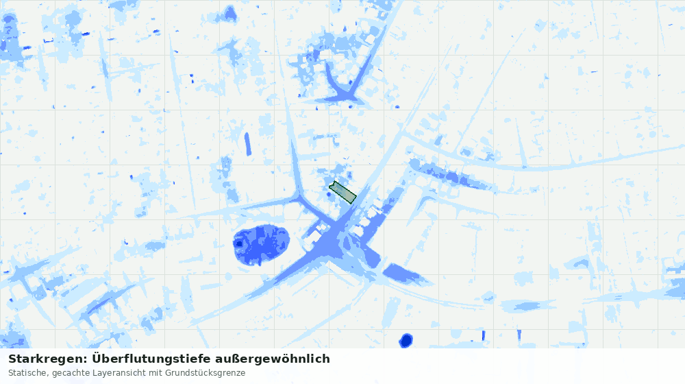 Statische Kartenansicht: Starkregen: Überflutungstiefe außergewöhnlich