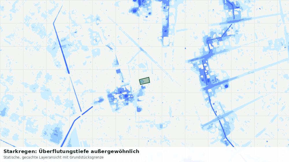 Statische Kartenansicht: Starkregen: Überflutungstiefe außergewöhnlich