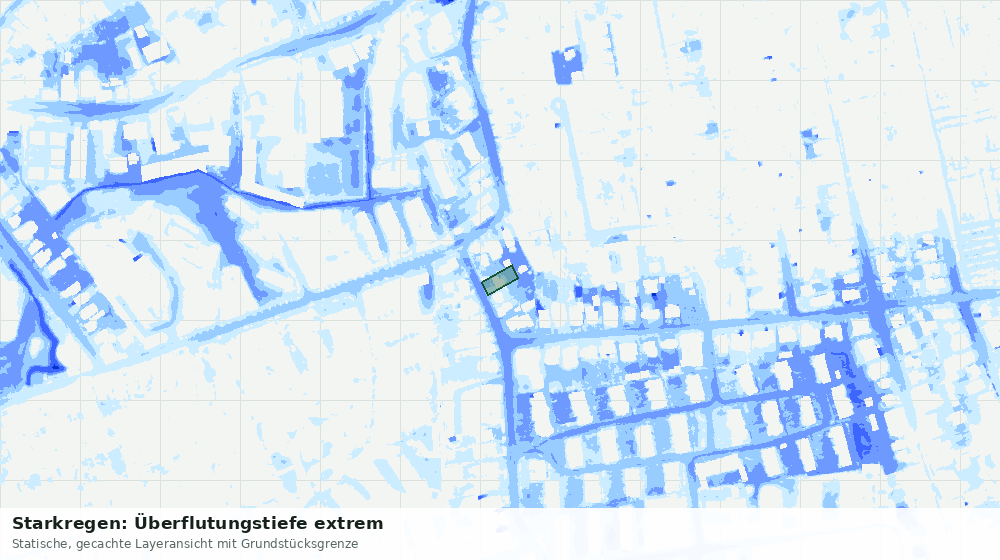 Statische Kartenansicht: Starkregen: Überflutungstiefe extrem