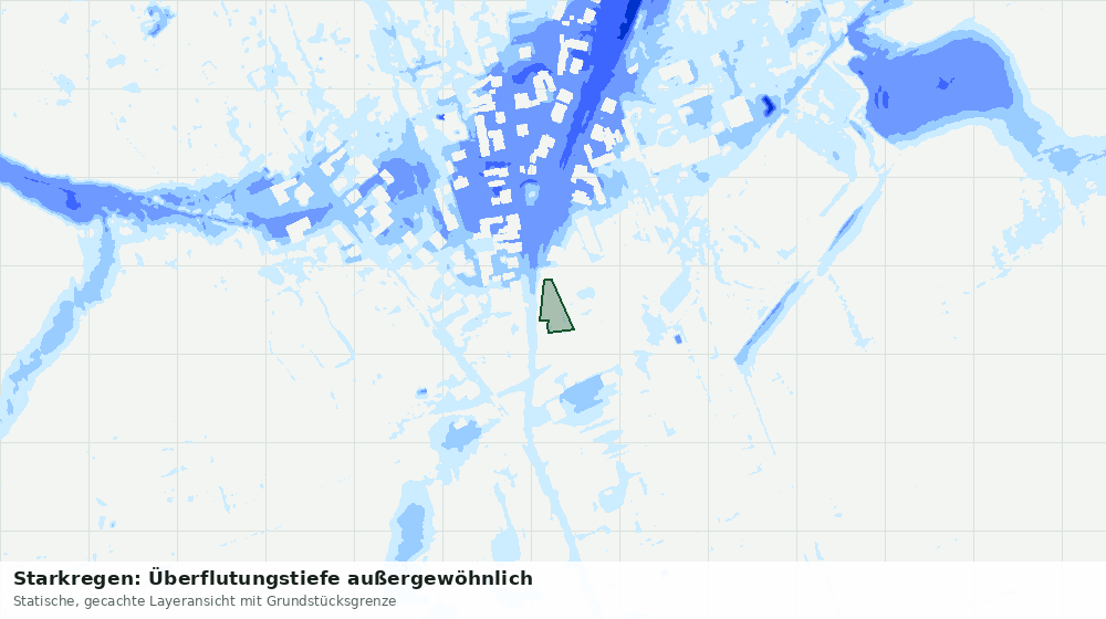 Statische Kartenansicht: Starkregen: Überflutungstiefe außergewöhnlich
