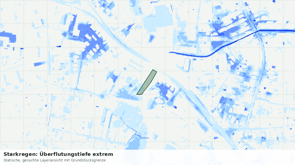Statische Kartenansicht: Starkregen: Überflutungstiefe extrem