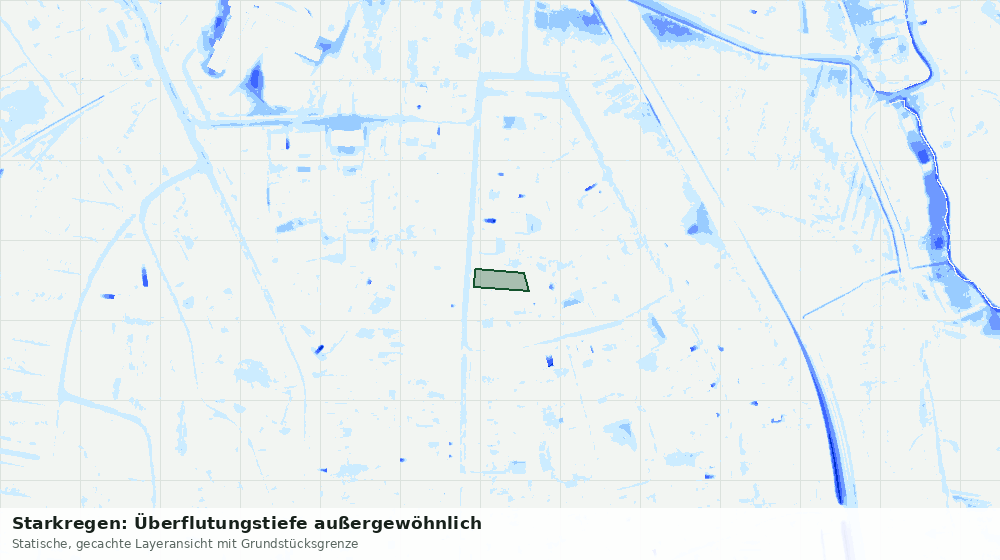Statische Kartenansicht: Starkregen: Überflutungstiefe außergewöhnlich