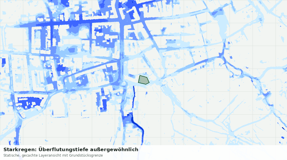 Statische Kartenansicht: Starkregen: Überflutungstiefe außergewöhnlich