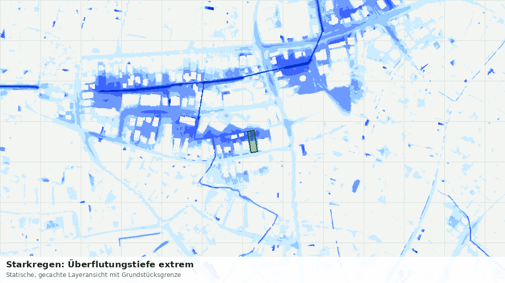 Statische Kartenansicht: Starkregen: Überflutungstiefe extrem
