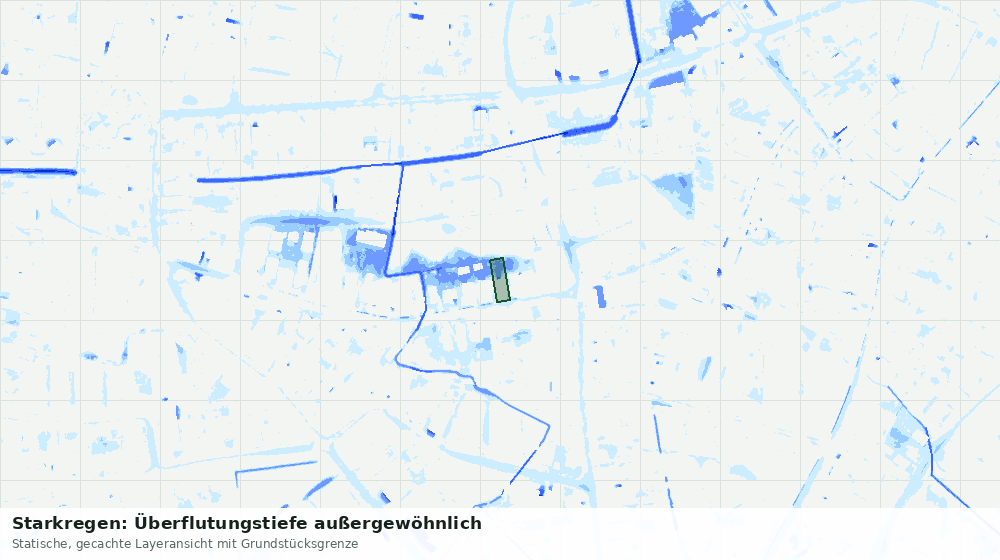 Statische Kartenansicht: Starkregen: Überflutungstiefe außergewöhnlich