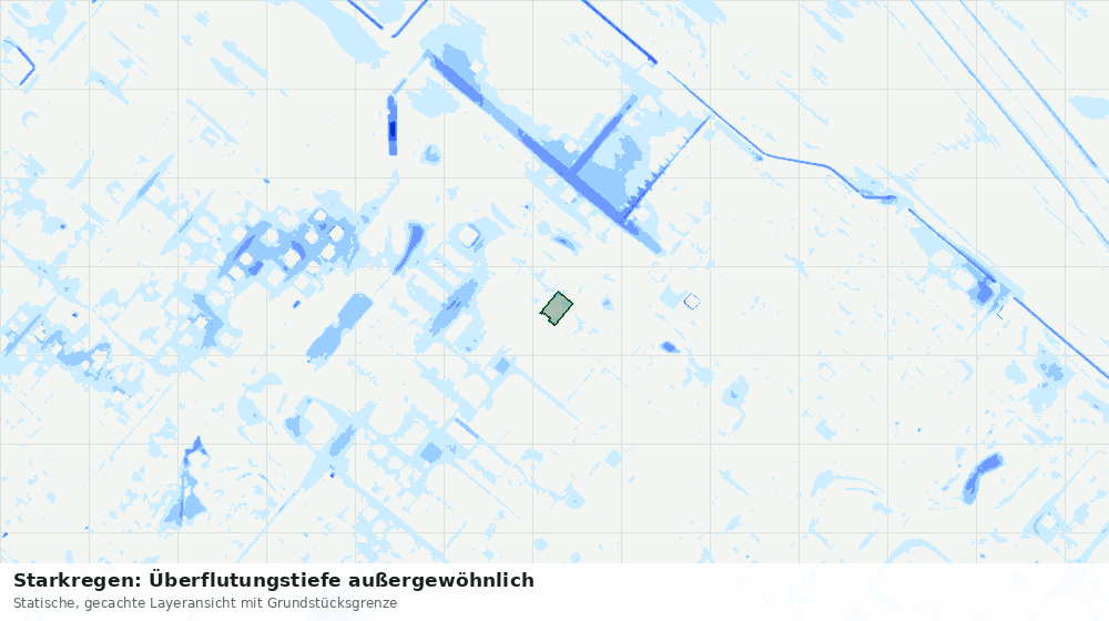 Statische Kartenansicht: Starkregen: Überflutungstiefe außergewöhnlich