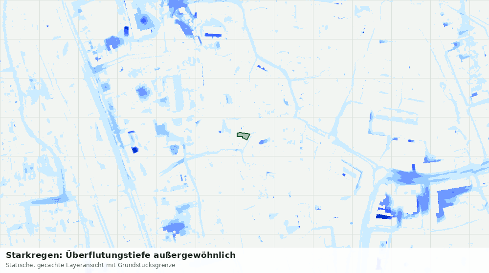 Statische Kartenansicht: Starkregen: Überflutungstiefe außergewöhnlich