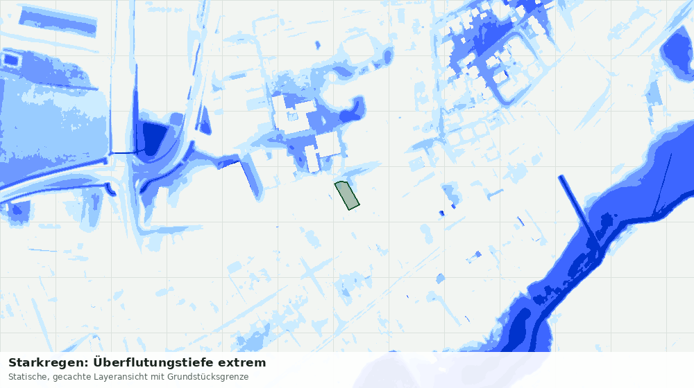 Statische Kartenansicht: Starkregen: Überflutungstiefe extrem