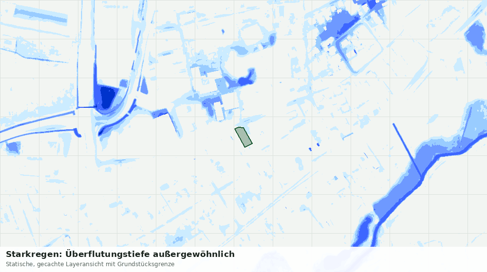Statische Kartenansicht: Starkregen: Überflutungstiefe außergewöhnlich