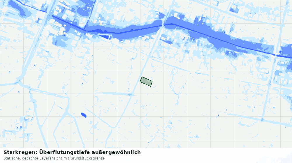Statische Kartenansicht: Starkregen: Überflutungstiefe außergewöhnlich