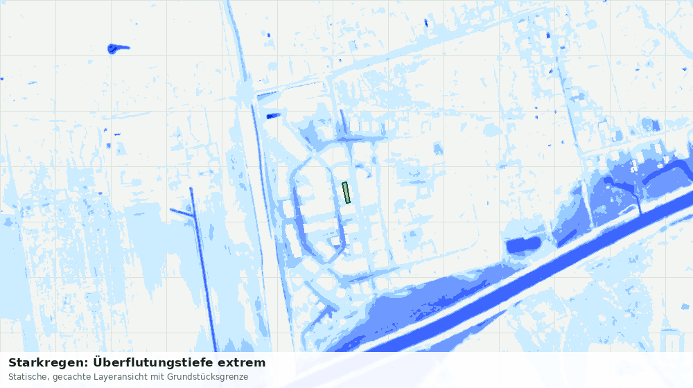 Statische Kartenansicht: Starkregen: Überflutungstiefe extrem