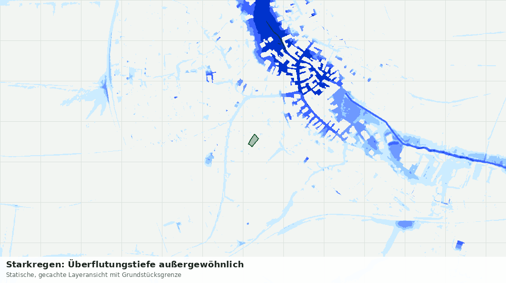 Statische Kartenansicht: Starkregen: Überflutungstiefe außergewöhnlich