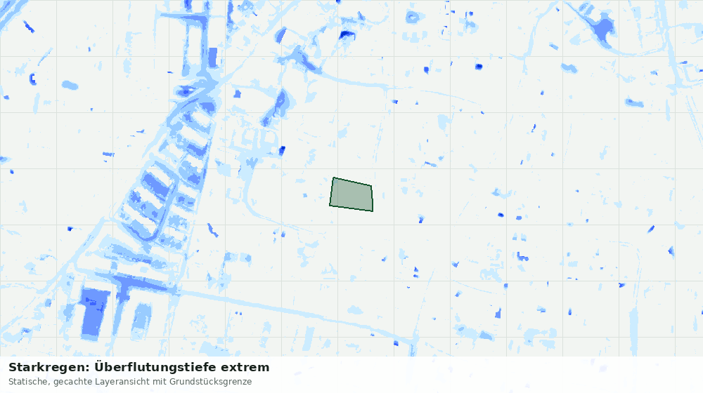 Statische Kartenansicht: Starkregen: Überflutungstiefe extrem
