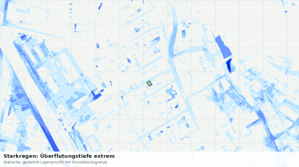 Statische Kartenansicht: Starkregen: Überflutungstiefe extrem