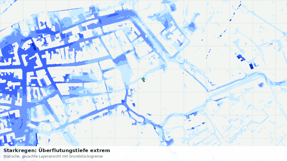 Statische Kartenansicht: Starkregen: Überflutungstiefe extrem