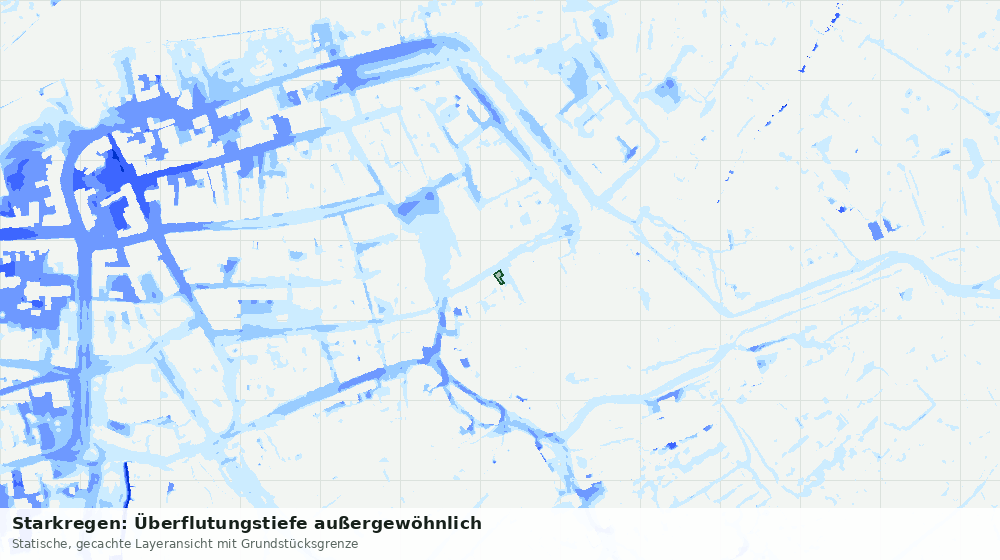 Statische Kartenansicht: Starkregen: Überflutungstiefe außergewöhnlich
