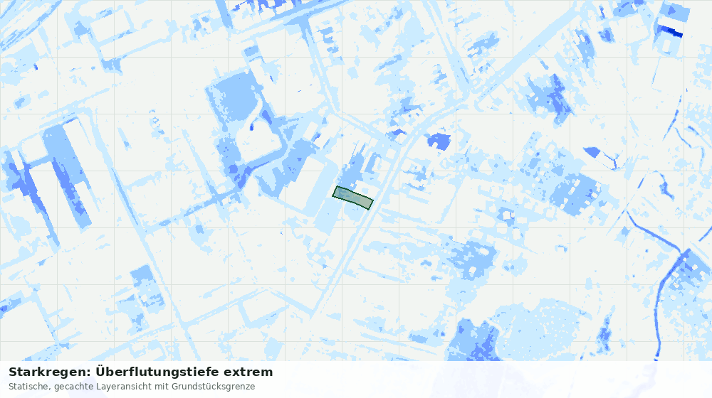 Statische Kartenansicht: Starkregen: Überflutungstiefe extrem