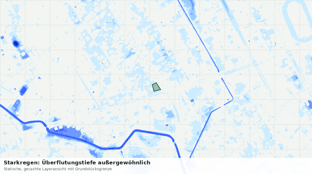 Statische Kartenansicht: Starkregen: Überflutungstiefe außergewöhnlich