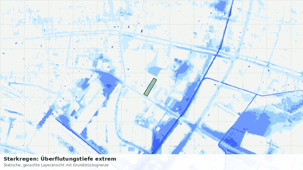 Statische Kartenansicht: Starkregen: Überflutungstiefe extrem