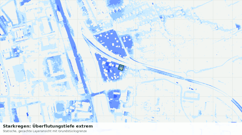 Statische Kartenansicht: Starkregen: Überflutungstiefe extrem