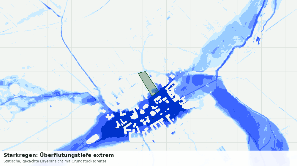 Statische Kartenansicht: Starkregen: Überflutungstiefe extrem