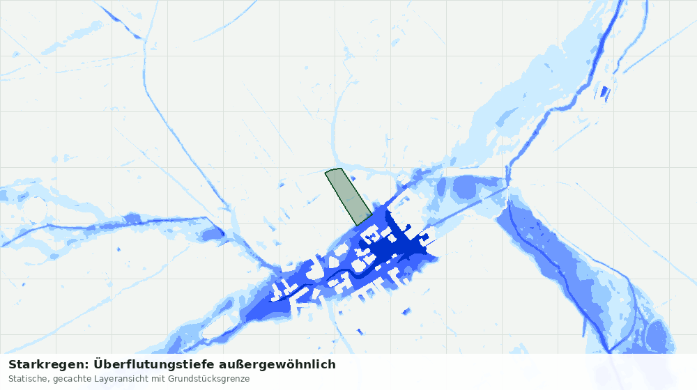 Statische Kartenansicht: Starkregen: Überflutungstiefe außergewöhnlich
