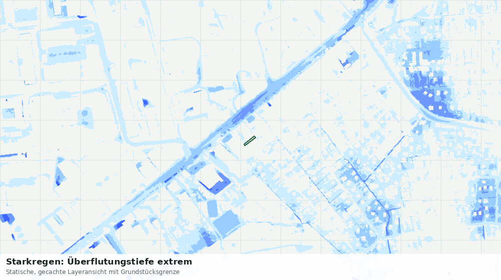 Statische Kartenansicht: Starkregen: Überflutungstiefe extrem
