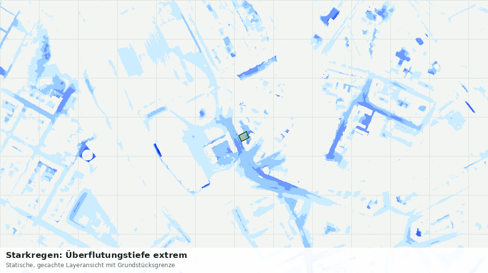 Statische Kartenansicht: Starkregen: Überflutungstiefe extrem