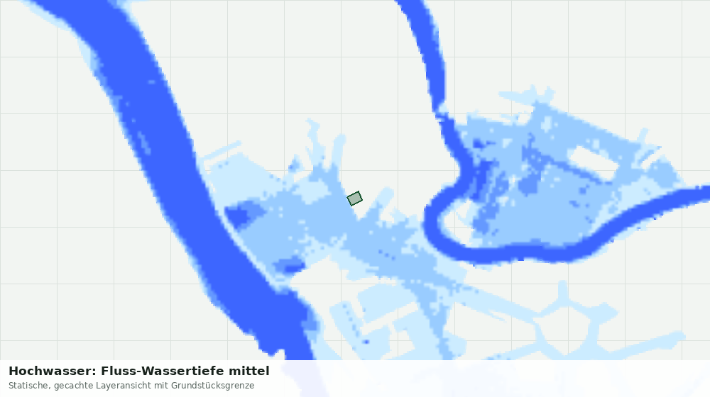 Statische Kartenansicht: Hochwasser: Fluss-Wassertiefe mittel