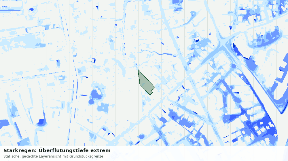 Statische Kartenansicht: Starkregen: Überflutungstiefe extrem