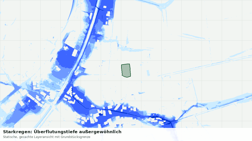 Statische Kartenansicht: Starkregen: Überflutungstiefe außergewöhnlich