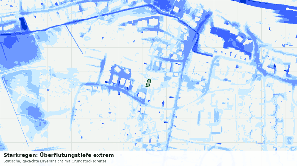 Statische Kartenansicht: Starkregen: Überflutungstiefe extrem