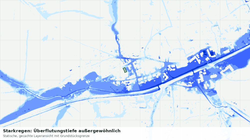 Statische Kartenansicht: Starkregen: Überflutungstiefe außergewöhnlich