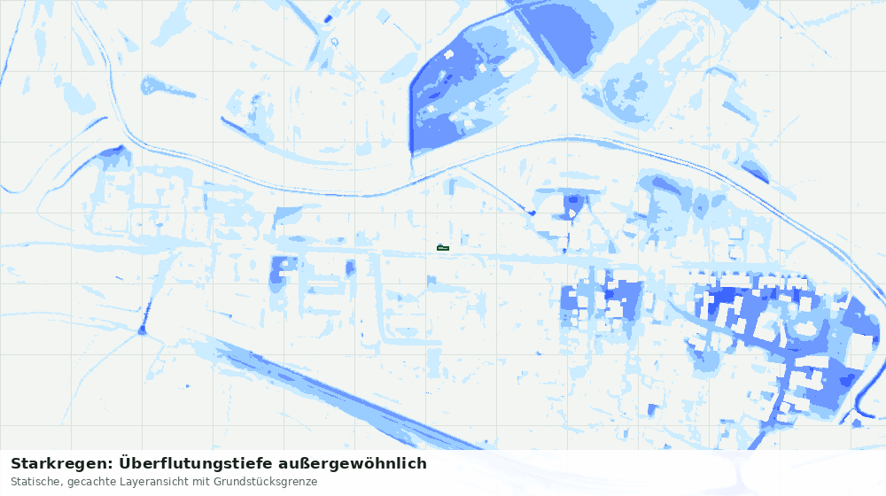 Statische Kartenansicht: Starkregen: Überflutungstiefe außergewöhnlich