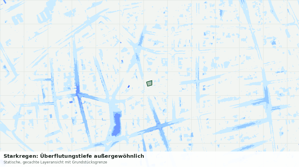 Statische Kartenansicht: Starkregen: Überflutungstiefe außergewöhnlich