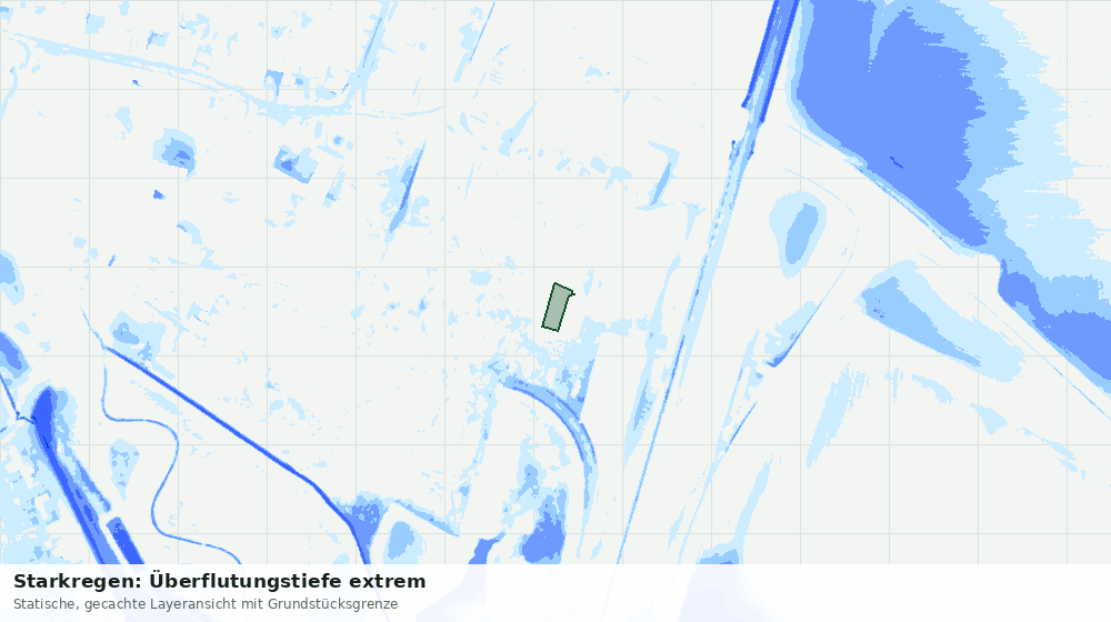 Statische Kartenansicht: Starkregen: Überflutungstiefe extrem