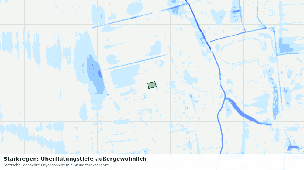 Statische Kartenansicht: Starkregen: Überflutungstiefe außergewöhnlich