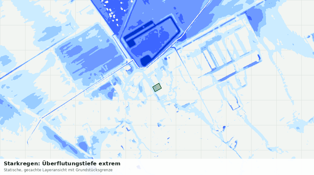 Statische Kartenansicht: Starkregen: Überflutungstiefe extrem