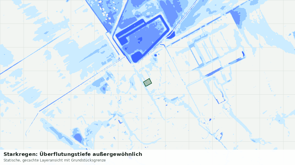 Statische Kartenansicht: Starkregen: Überflutungstiefe außergewöhnlich