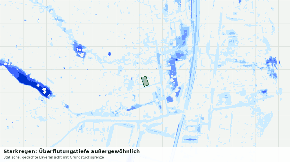 Statische Kartenansicht: Starkregen: Überflutungstiefe außergewöhnlich