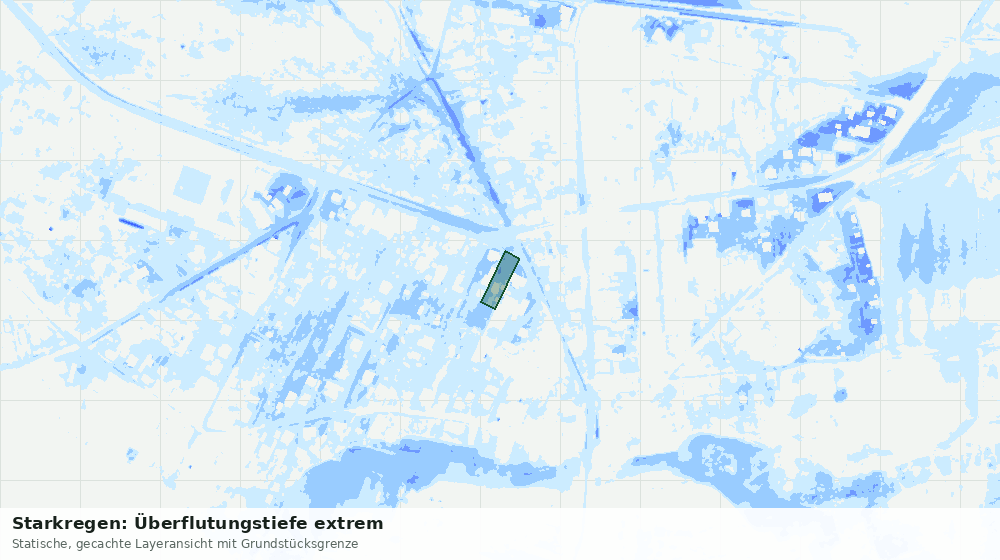 Statische Kartenansicht: Starkregen: Überflutungstiefe extrem