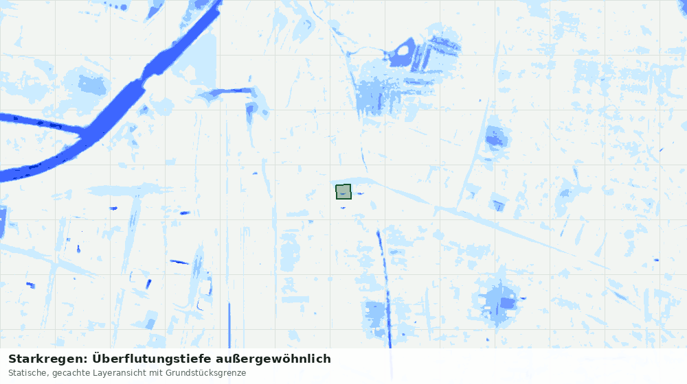 Statische Kartenansicht: Starkregen: Überflutungstiefe außergewöhnlich