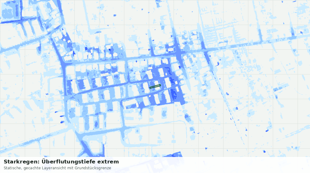 Statische Kartenansicht: Starkregen: Überflutungstiefe extrem