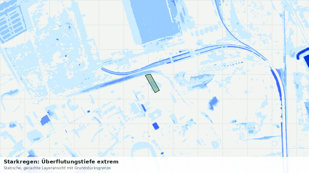 Statische Kartenansicht: Starkregen: Überflutungstiefe extrem