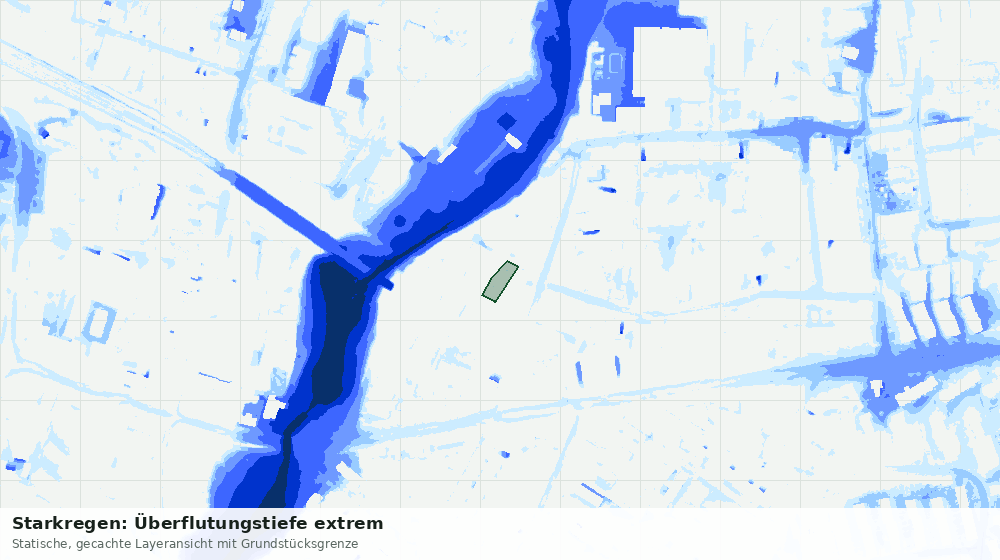 Statische Kartenansicht: Starkregen: Überflutungstiefe extrem