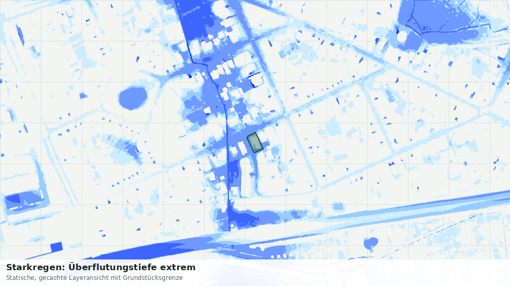 Statische Kartenansicht: Starkregen: Überflutungstiefe extrem